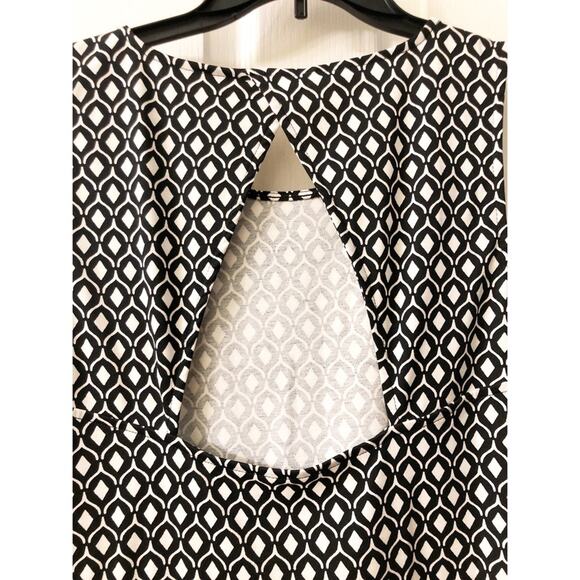 H&M Diamond Print Cutout Dress White/Black - Picture 7 of 8